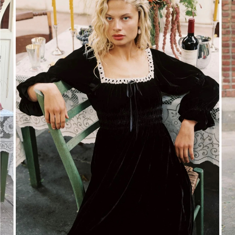 Christy Dawn Adelia dress in velvet black noir